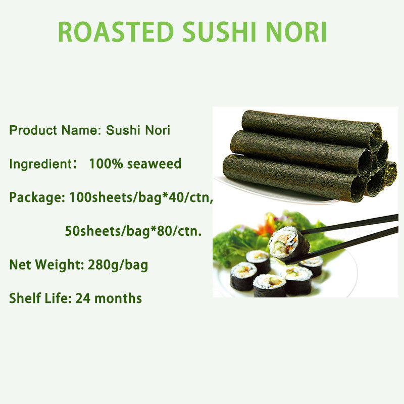 Ciemny kolor 19*21cm Pieczone wodorosty Nori Nori 280g 100stron
